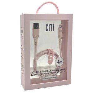 4Ft USB-A to Lightning Braided Cable in Pink OR Floral
